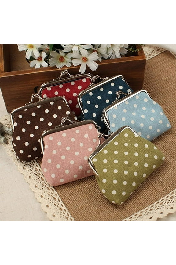 Fashion Women Dot Cotton Coin Purse Twist Clip Framed Change Bag Wallet Gift