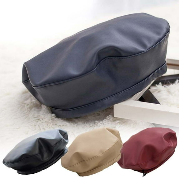 SPRING PARK Fashion Women Faux Leather Newsboy Ivy Cap Cabbie Driving Flat Gatsby Beret Hat Painter Cap