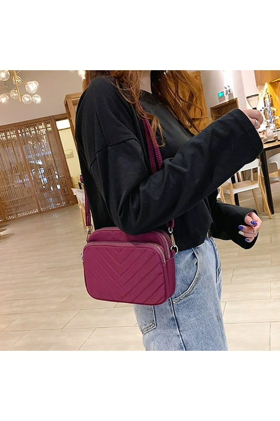 Fashion Women Nylon Large Capacity Lightweight Zipper Crossbody Shoulder Bag