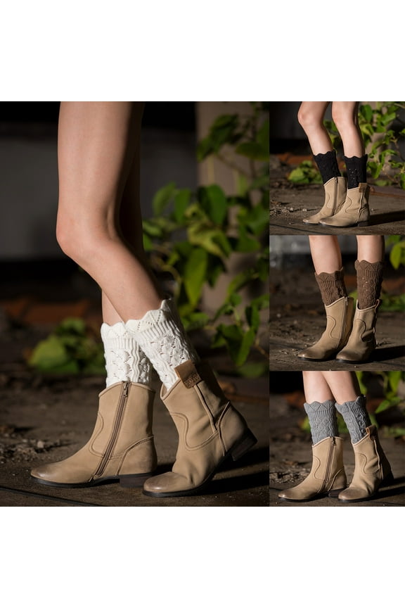 Fashion Women Winter Crochet Lace Knitted Leg Warmers Cuffs Toppers Boot Socks