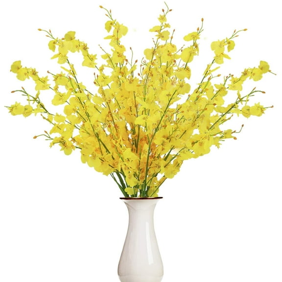 SPRING PARK Faux Orchid Flowers Artificial Orchids 5 Pcs Silk Fake Flower Real Touch for Wedding Home Party Decor Butterfly Flower Arrangement