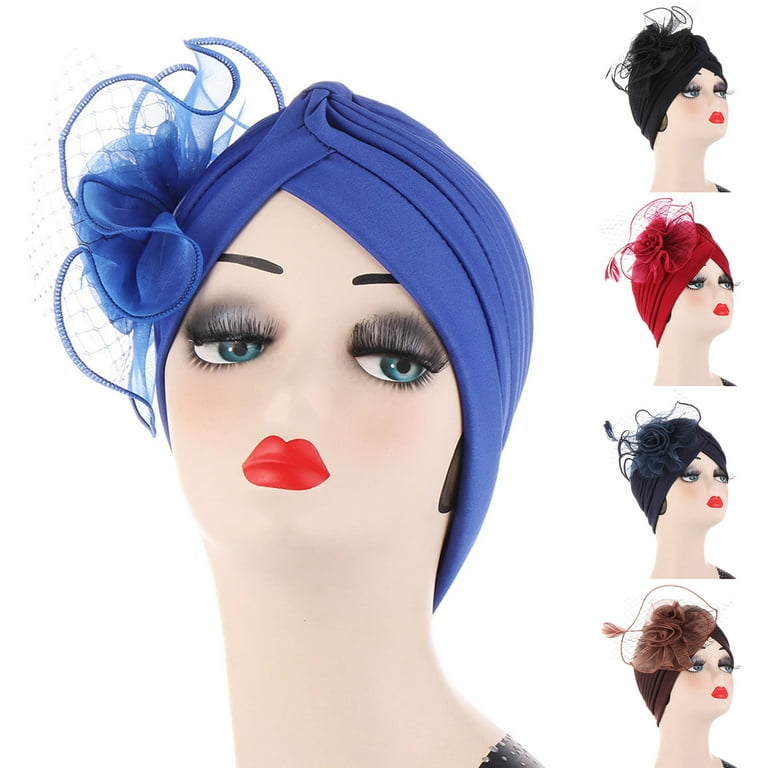 SPRING PARK Feather Head Wrap Pretied Turban Headwraps for Women