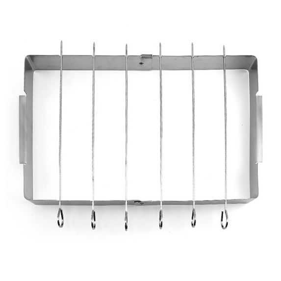 SPRING PARK Foldable Grill Rack Set with 6pcs Skewer Stainless Steel BBQ Skewer