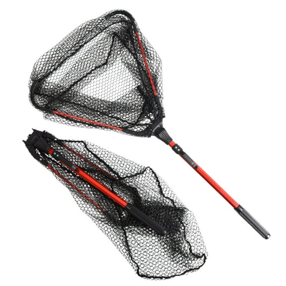 SPRING PARK Foldable Handle Aluminum Alloy Landing Triangula Net Safe Catch Release Fish Landing Net