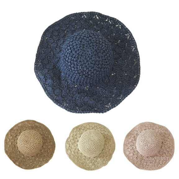 SPRING PARK Foldable Handmade Weave Wide Brim Floppy Sun Straw Hat Bowknot Lace Summer for Women