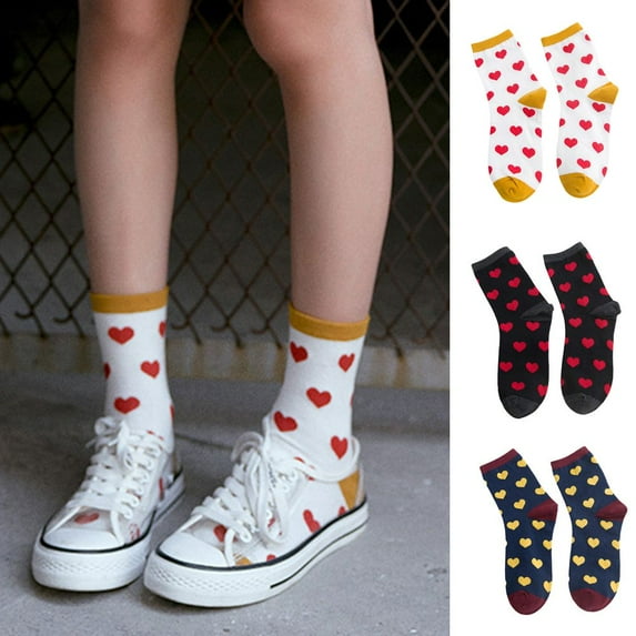 SPRING PARK Funny Cute Animal Love Heart Print Midium Tube Cotton Middle Tube Socks For Women Men