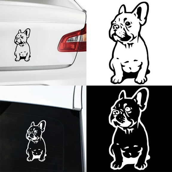 SPRING PARK Funny French Bulldog Reflective Car Vehicle Body Window Decals Sticker Decor