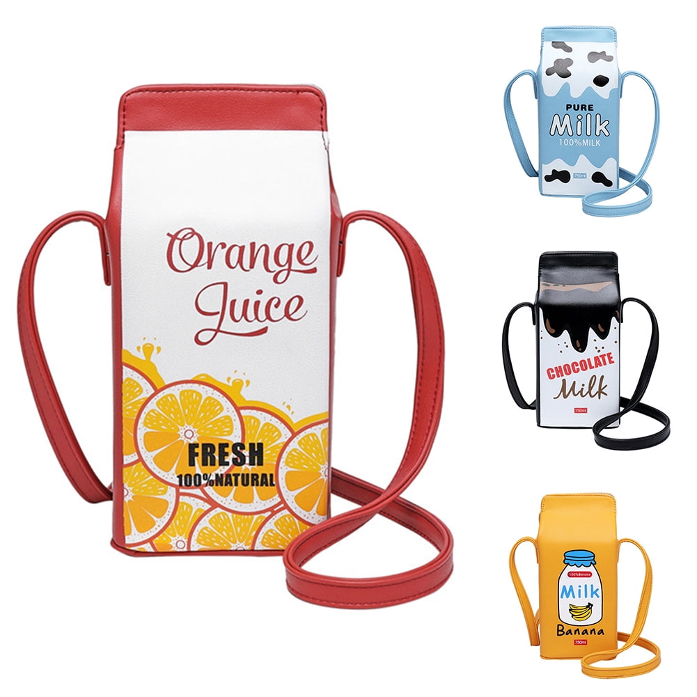 SPRING PARK Girls Cute Milk Box Purse Portable Handbag Women Crossbody