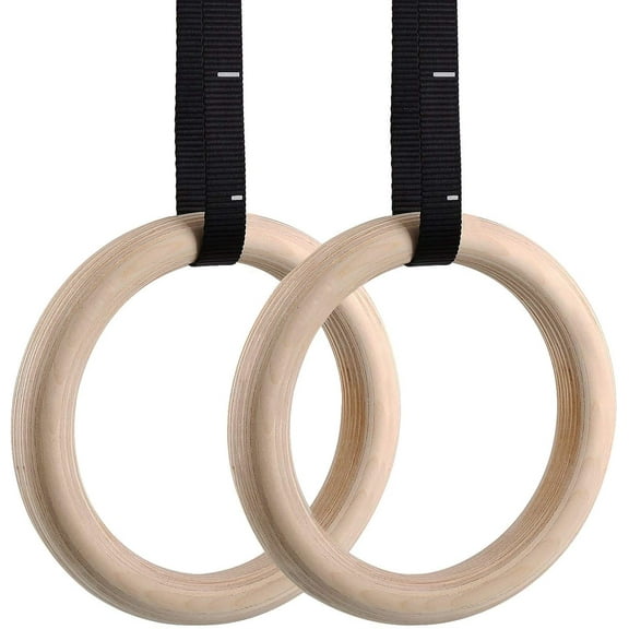 SPRING PARK Gym Rings, Birch Gymnastic Rings,Heavy Duty Gym Equipment for Cross-Training Workout, Strength Training, Gymnastics, Fitness, Pull Ups and Dips