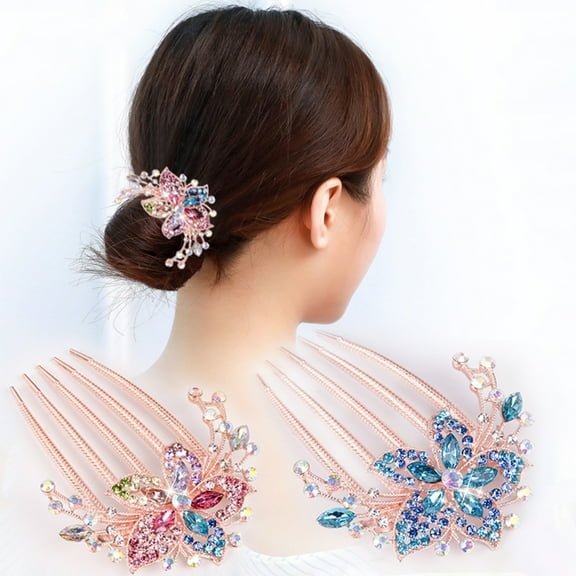 SPRING PARK Hair Clips Insert Comb for Women Girls Eco-Friendly Alloy Artificial Water Diamond Hairpin