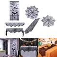 thumbnail image 1 of SPRING PARK Halloween Decorations, Black Lace Party Decor, Bat Window Curtains, Spider Web Fireplace Mantel Scarf Cover, Spider Web Table Topper Tablecloth, Halloween Lamp Shade, 1 of 7