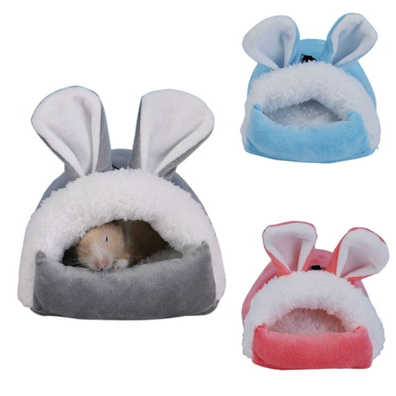 SPRING PARK Hamster Bed Houses and Hideouts Rabbit Design Plush Small Animal Pet Cave Bed Cage Nest Accessories