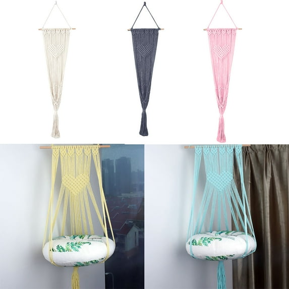 SPRING PARK Hand-woven Dangling Sleeping Pet Nest Swing Bed Window Resting Seat Cotton Rope Tapestry Home Deco