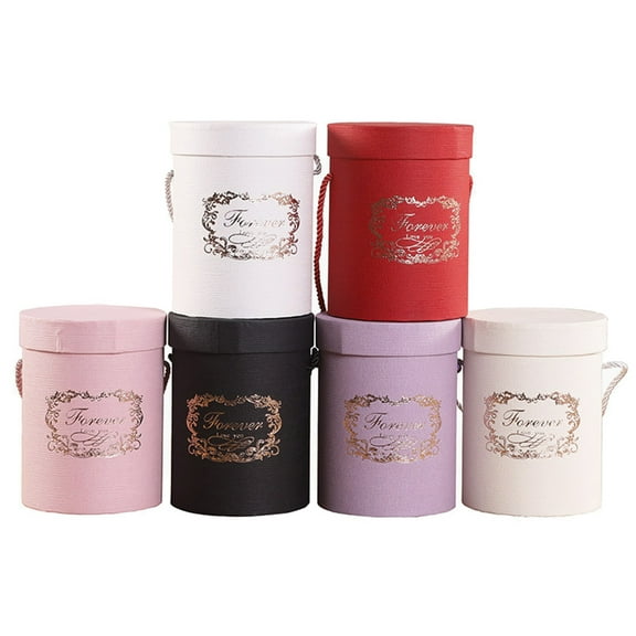 SPRING PARK Handheld Flower Bucket Holder Gift Packaging Paper Box Decorating Round Hot Box