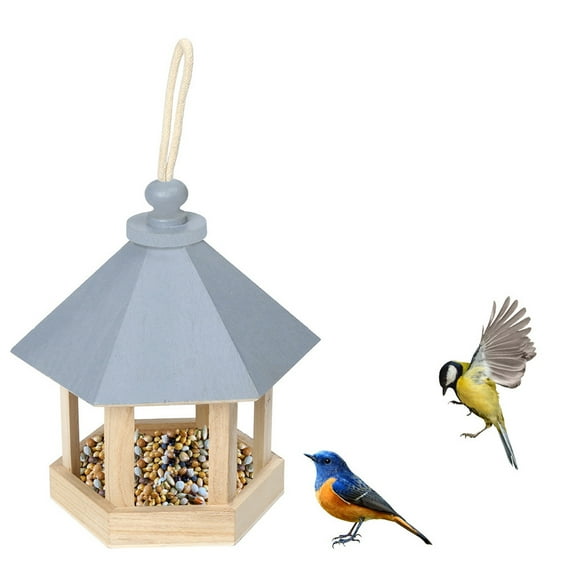 SPRING PARK Hanging Bird Table Wooden House Feeding Station Easy Assembly Garden Bird Feeder