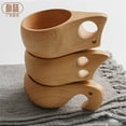thumbnail image 1 of New solid wood water cup creative beech wood mug with handle milk cup household anti-scald mouth milk tea cup coffee cup, 1 of 7