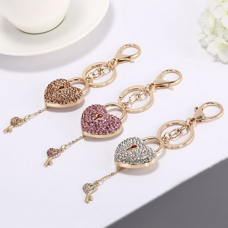 SPRING PARK Heart Shape Faux Crystal Keychain Rhinestone Keyring