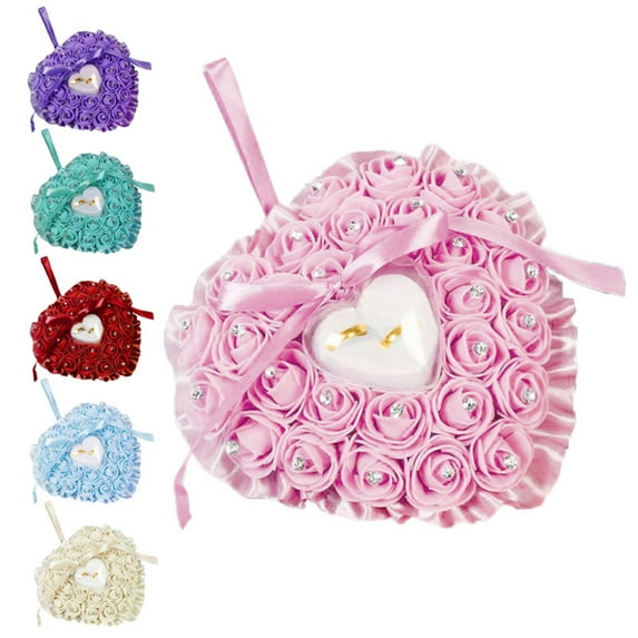 SPRING PARK Heart-shape Rose Flowers Ring Box Wedding Jewellery Case Rings