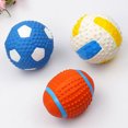 thumbnail image 1 of SPRING PARK High Elastic Pet Spot Soccer Ball Colorful Cotton Stuffed Latex Squeaker Dog Toy Rugby, 1 of 7