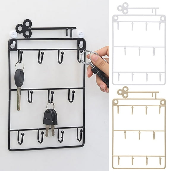SPRING PARK Iron 11 Hooks Wall Mounted Coat Rack Storage Hat Key Holder Hook Hanger Shelf Decor