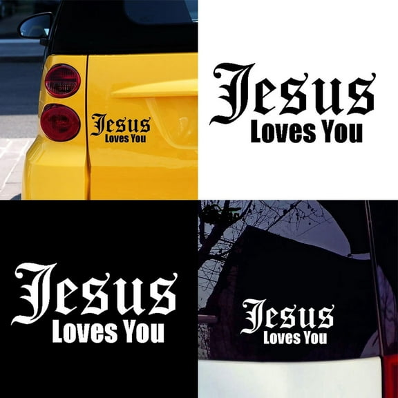 SPRING PARK Jesus Love You Letters Reflective Car Vehicle Body Window Decals Sticker Decor