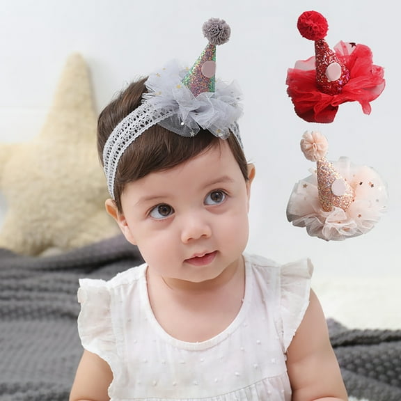 SPRING PARK Kids Birthday Party Ornaments Hat Headband Crown Headwear For Baby Girl