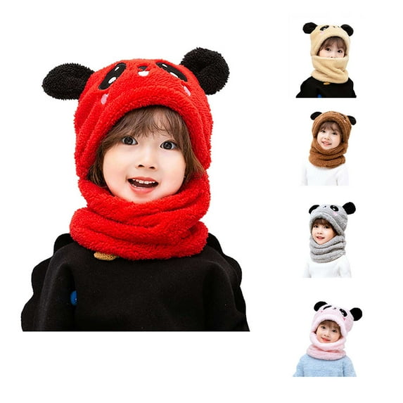 SPRING PARK Kids Winter Thickened Cartoon Panda Knitted Children Boys Girls Adult Outdoor Warm Plush Hat Casual Cap