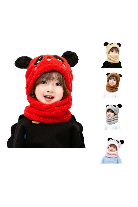 Kids Winter Thickened Cartoon Panda Knitted Children Boys Girls Adult Outdoor Warm Plush Hat Casual Cap