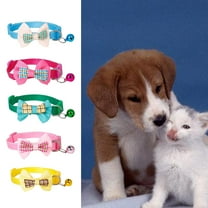 SPRING PARK Kitten Collar with Bel and Bowknot, Cat Collar for Cute Girl Adjustable Size PVC Colorful Pet Collar Small Animal Collars