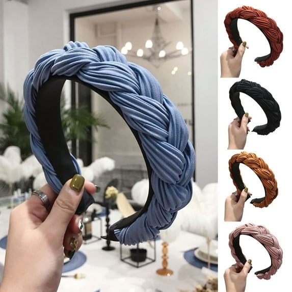 SPRING PARK Knotted Braid Headbands for Women Girls, Cross Knot Braid Hair Hoop Fashion Cross Knot Hair Bands with Solid Colors