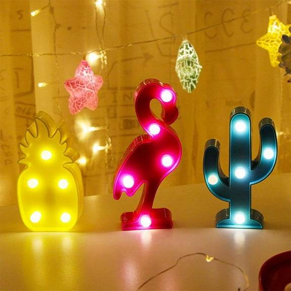 SPRING PARK LED Light Flamingos Pineapple Cactus Shape Night Lamp Romantic Table Lights for Home Wall Kid's Room Birthday Party Decorations