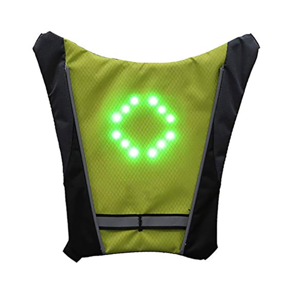 SPRING PARK LED Turn Signal Vest Bike Pack Guiding Light Reflective Luminous Safety Warning Direction Backpack for Night Cycling Running Walking Hiking Bag