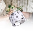 thumbnail image 1 of SPRING PARK Ladies Ring Flower Pattern Finger Decoration White Wedding Band Ring for New Year Gift Round Ring, 1 of 6