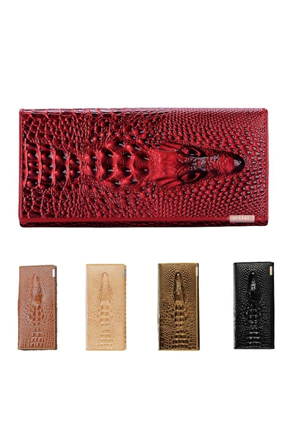 Lady Crocodile Long Wallet for Men Women Genuine Leather Purse Card Holder Clutch Bag