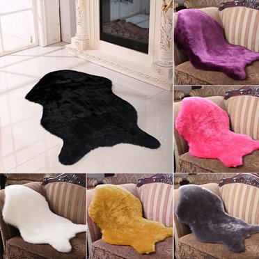 Fluffy Faux Fur Sheepskin Rug – Washable, Non-Slip – Multiple Sizes For Bedroom/Living Room