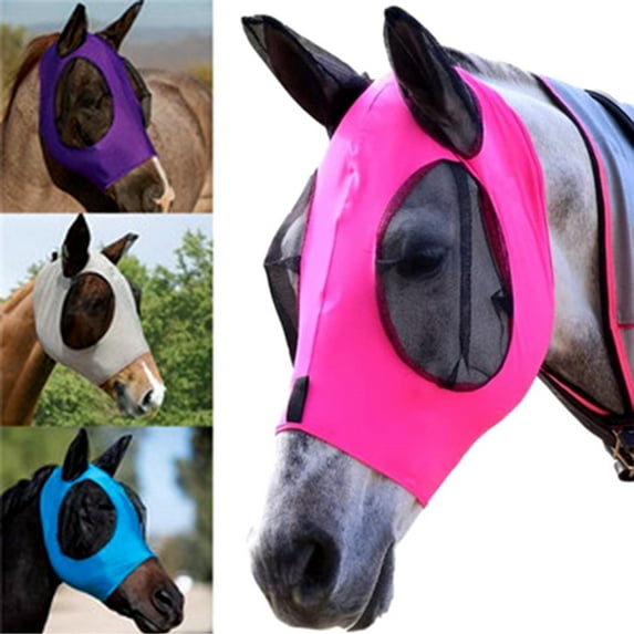 SPRING PARK Lightweight Horse Fly Eye Mask Ear Cover Full Face Cover with Ear Breathable Mesh Anti UV Horse Protection