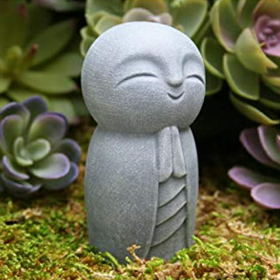 SPRING PARK Little Jizo Buddha Sculpture Sandstone Adorable Buddha Statuettes Lovely