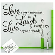 SPRING PARK Love Every Moment Laugh Every Day Live Beyond Words Wall Decal Sticker Quotes, Removable DIY Saying Wallpaper Home Decor for Living Room Bedroom