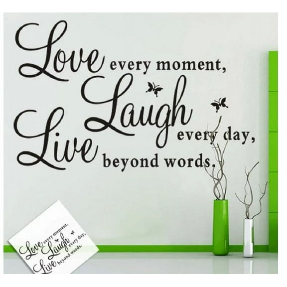 SPRING PARK Love Every Moment Laugh Every Day Live Beyond Words Wall Decal Sticker Quotes, Removable DIY Saying Wallpaper Home Decor for Living Room Bedroom