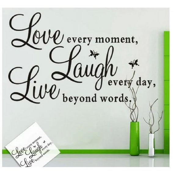 SPRING PARK Love Every Moment Laugh Every Day Live Beyond Words Wall Decal Sticker Quotes, Removable DIY Saying Wallpaper Home Decor for Living Room Bedroom