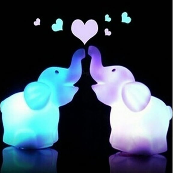 SPRING PARK Lovely Elephant 7 Changing Colors On/Off Switch LED Night Light Children Gift