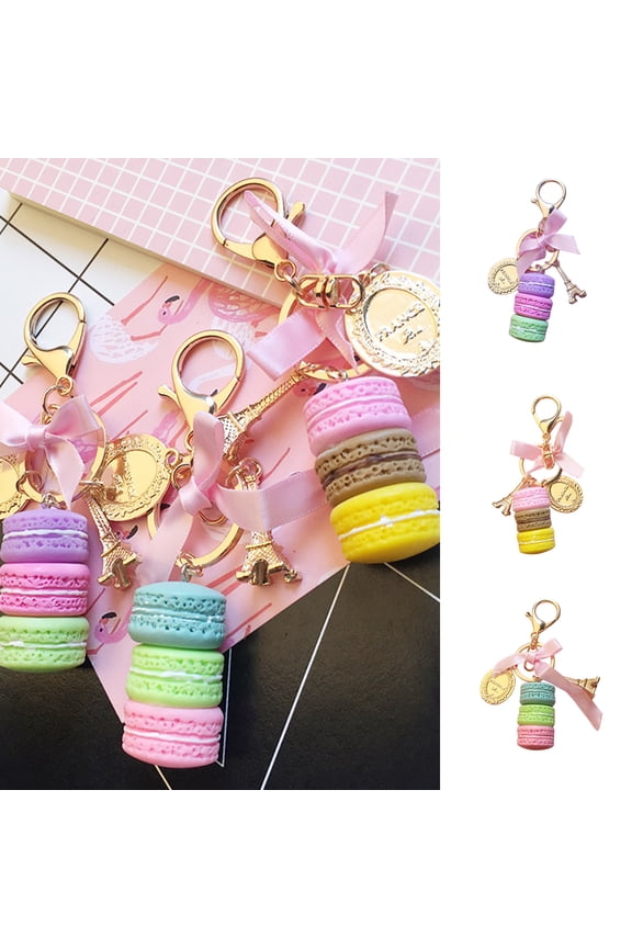 Macaron Cake Pendant Car Key Ring Keychain Alloy Holder Bag Purse Accessory Gift