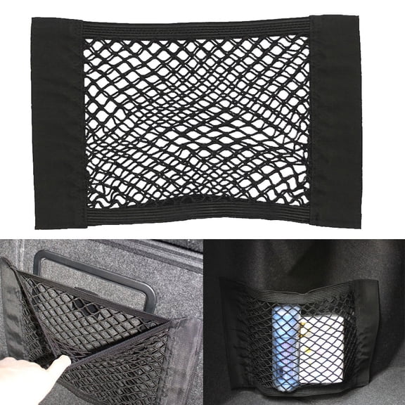 SPRING PARK Magic Tape Auto Car Trunk Seat Back Mesh Elastic Pocket Storage Bag Organizer