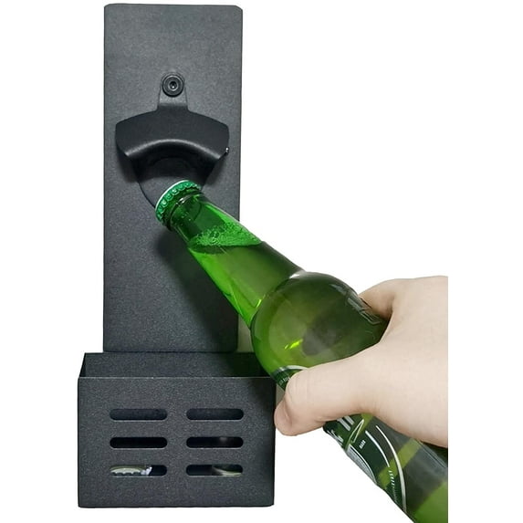 SPRING PARK Magnetic Bottle Opener with Cap Catcher, Bar Wall Mounted Beer & Drink Cap Remover, Gift Ideas for Men, Housewarming, Birthday, Friends, Party