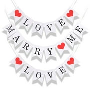 SPRING PARK Marry ME Engagement I LOVE U Heart Bunting Banner Flag Decor Wedding Proposal