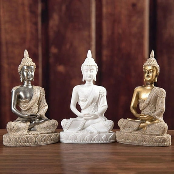 SPRING PARK Meditative Seated Buddha Sandstone Statue Sculpture Figurine Decor