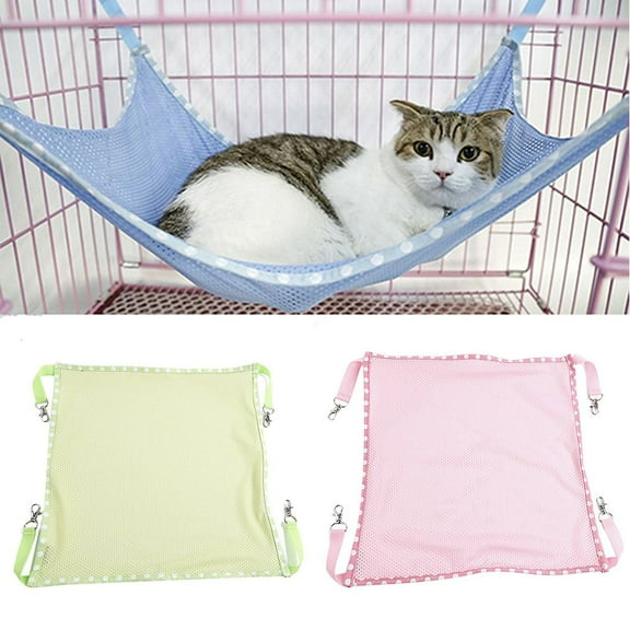 SPRING PARK Medium Pet Cat Mesh Hammock Bed with Hanging Toy, Solid