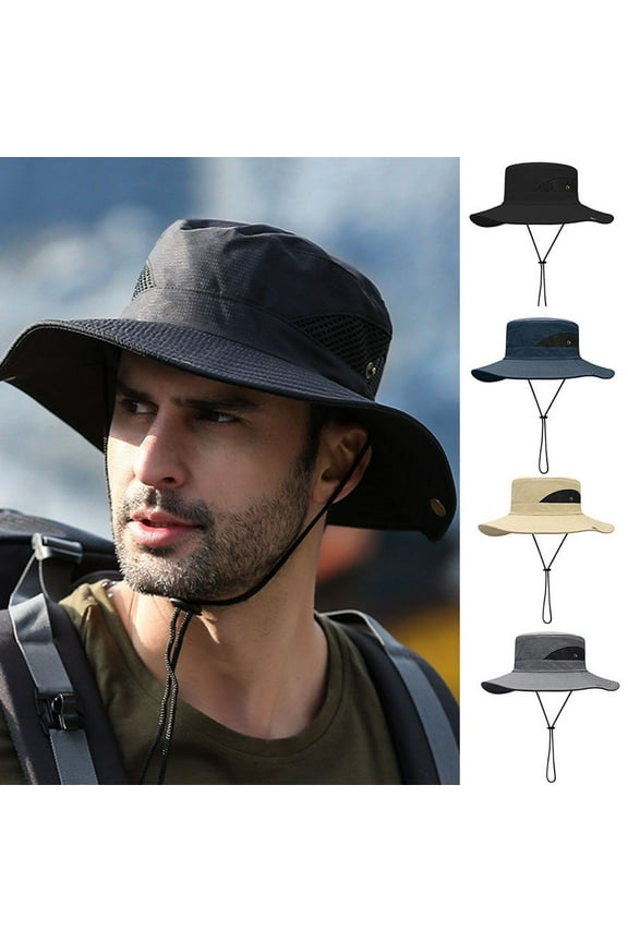 Men Hat for Men Wide Brim Sun Outdoor Hiking Fishing Bucket Sun UV Hiking Fishing Cap