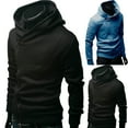 thumbnail image 1 of SPRING PARK Men Winter Stylish Solid Color Long Sleeve High Neck Diagonal Zipper Cotton Sports Hoodie Casual Coat, 1 of 4