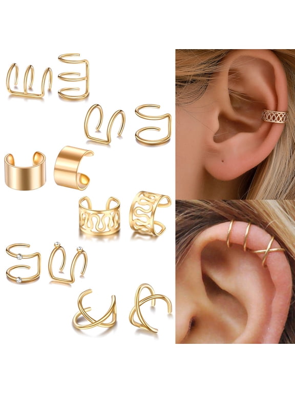 Men Women Ear Cuff Wrap Earrings, 12 Pieces